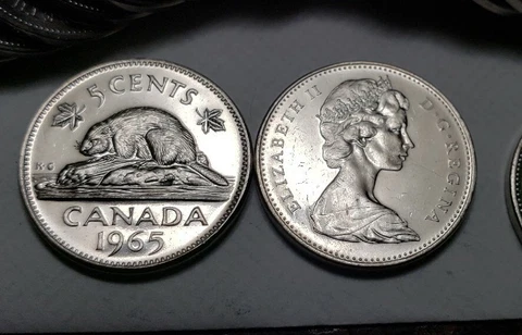 (2) TWO X 1965 CANADA NICKEL QUEEN ELIZABETH II UNC PL FOREIGN COINS 5 CENTS Cover