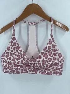Spiritual Gangster Medium Pink & White Leopard Print Sports Bra - Picture 1 of 9