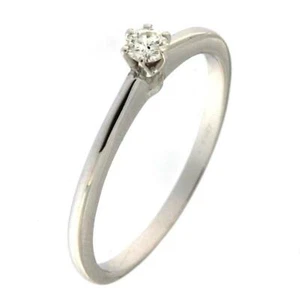 Anello Solitario Donna Oro Bianco 18 kt 0110N Diamante Naturale 0.11 ct H Color - Imagen 1 de 5