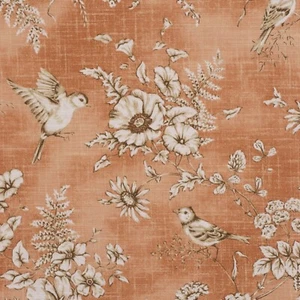 Finch Floral Toile Sandstein Stoff 140 cm Baumwolle Vorhang Polster Meterware - Bild 1 von 5