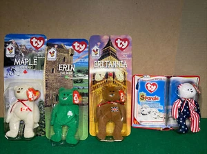 Ty Beanie Babies Britannia, Erin, Maple, Spangle The Bear McDonalds 1999 ERROR - Picture 1 of 6