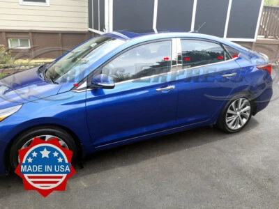 fit:2018-2021 Hyundai Accent Sedan 10Pc Chrome Pillar Post Trim Stainless Cover - Image 1 of 2