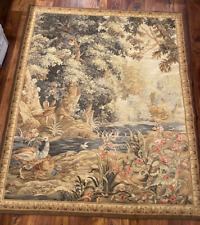Ethan Allen Vintage Hand Woven Aubussan Weave Verdure Peacocks Tapestry 63x76"