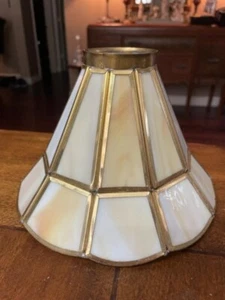 Vintage Cream Colored Slag Glass 6" Arts & Crafts Mission Style Lampshade Only - Picture 1 of 4