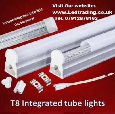 LED T8 Integrated Tube/Batten ceiling light 1ft,2ft,3ft,4ft complete fitting - Image 1 of 4