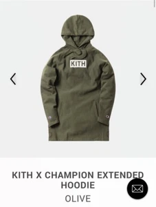 Kith x Champion Extended Pullover Hoodie Olive NWT Sz M - Picture 1 of 9