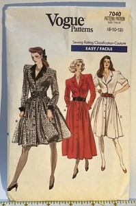 HTF 1987 Vintage VOGUE Muster 7040 halb sitzender Kleid Flare Rock Größen 8-10-12 UC - Bild 1 von 6