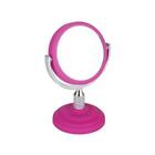 5x Magnifying Mirror Double-Sided Height 14.5 cm 8cm Dia - Pink Crystal