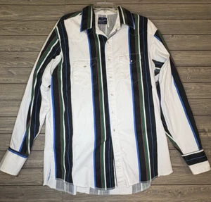 Camisa Wrangler De Colección Para Hombres Rayas Brushpopper Western XLTall Vaquero Perla A Presión - Imagen 1 de 11