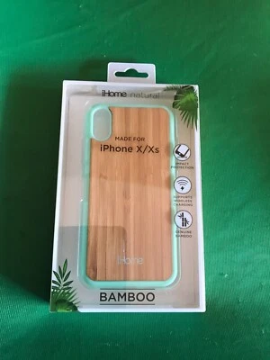 FUNDA DE BAMBÚ Y GEL VERDE MENTA NATURAL IHOME PARA iPHONE X / XS Nueva Foto 1 de 2