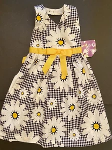 NWT 6 BLUEBERI BOULEVARD Cotton DAISY Black/Yellow/White GINGHAM Halter DRESS - Picture 1 of 2