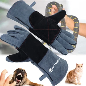 Handling Leather Gloves Training Animal Snake Bite Proof Dog Cat Scratch Protect - Picture 1 of 8