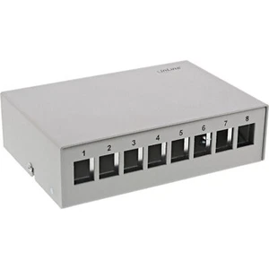 InLine® Patchfeld-Dose Aufputz für 8x Keystone RJ45, Metall, lichtgrau RAL7035 - Bild 1 von 5