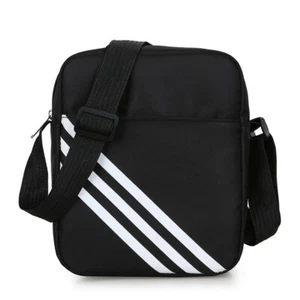 Men Cross body Designer Waterproof Messenger Work Travel 3 Stripe Bag Black - Picture 1 of 8