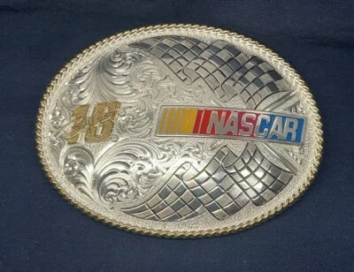 #18 Bobby Labonte - Silver Gold & Color- Belt Buckle for 1-1/2" Wide Belt NASCAR - Изображение 1 из 4