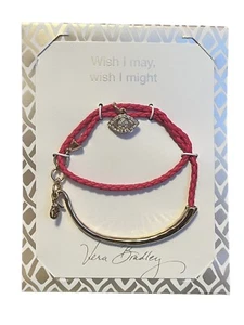 Vera Bradley Wish I May Wish I Might Rhinestone Evil Eye Red Wrap Gold Bracelet - Picture 1 of 3