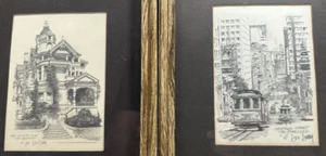 San Francisco Two Don Davey Art Prints Signed Framed Cable Car & Hass House - Picture 1 of 6