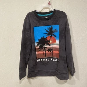 Sudadera Old Navy Weekend Ready Forrada de Vellón M 8 Gris Pullover Lavado - Imagen 1 de 7