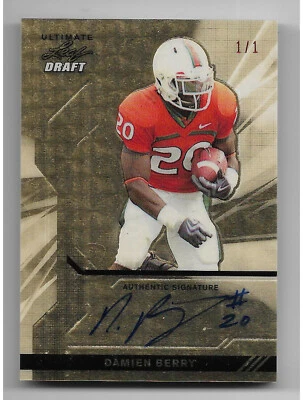 2011 Leaf Ultimate Draft Damien Berry GOLD 1/1 Autograph - Image 1 of 2