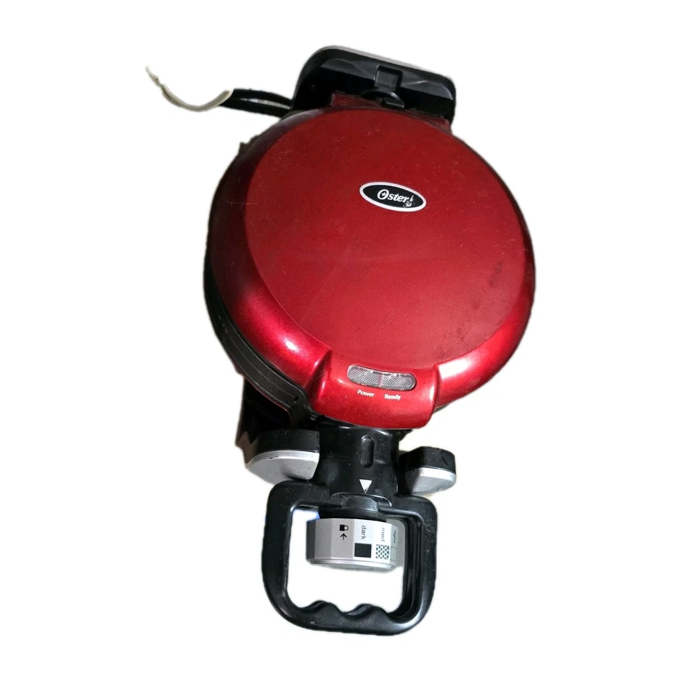 OSTER RETRO RED DOUBLE FLIP BELGIAN WAFFLE MAKER WITH TITANIUM DURACERAMIC-2 - Image 1 of 4