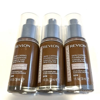 Revlon Illuminance Skin-Caring Foundation 509 Sandalwood 1oz Lot of 3 - Image 1 of 2