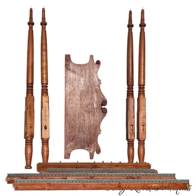 Antique tall poster bed canopy figured cherry 1820 American salvage repurpose - Image 1 of 4