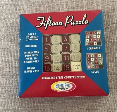 VTG 2000 Think Fun Fifteen 15 Slide Puzzle w/ Travel Case Sealed Box Binary Arts - Image 1 of 4