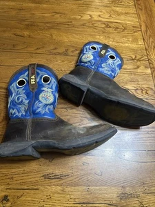 Botas de Vaquero Durango Rebel Hombres Talla 11.5 M FFA Azul Bordado Cuero Marrón 11 - Imagen 1 de 9