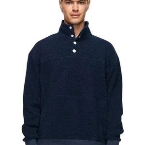 Outdoor Voices MegaFleece maglione pullover a scatto misto lana colore navy taglia M relaxed - Foto 1 di 15