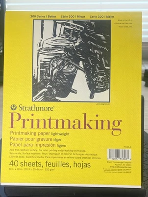 Strathmore 300 Printmaking Paper Pad 8x10 Inch Pack of 40 Acid Free Sheets - Image 1 of 4