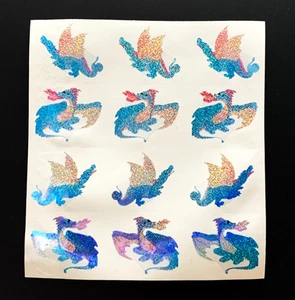 RARE! DRAGON MISPRINT COLOR uncut MRS GROSSMAN's prism prismatic sticker GLITTER - Picture 1 of 9