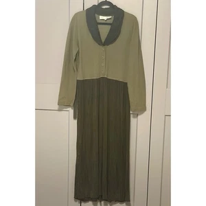 Vestido Midi Perry Shar Mixto Media Años 80 De Colección Talla 2X Verde Abuela Cottage Lagenlook - Imagen 1 de 11