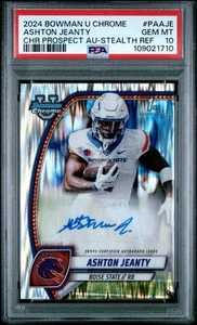 ASHTON JEANTY RC 2024 BOWMAN U CHROME STEALTH ROOKIE AUTO PSA 10 GEM OTTIME CONDIZIONI - Foto 1 di 1