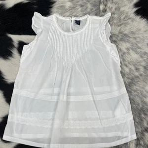 Gap Kids White Pintuck Pleats/Lace Top Girls Size 10 - Picture 1 of 7