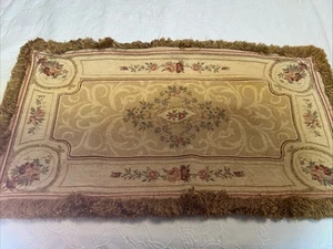 Wandteppich Aubusson Bett Kissen Schein Blumen viktorianische Rose 34"x19 - Bild 1 von 13