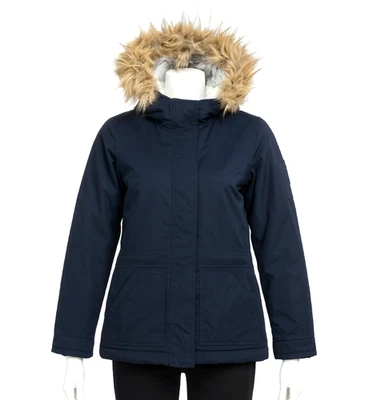 Chaqueta Hollister Azul Imitación Piel Capucha Forrada Invierno Parka Abrigo Mujer Talla Pequeña Foto 1 de 4