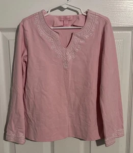 Lilly Pulitzer Top Girls Size 7 Beach Club Lowrie Tunic Embroidered Pink - Picture 1 of 5
