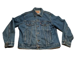 Chaqueta de camionero vintage Levi’s 70506 hecha en EE. UU. para hombre 44R de mezclilla ropa de trabajo lavada a la piedra - Imagen 1 de 21