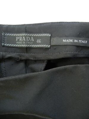 PRADA NEGRO PIERNA RECTA FRENTE PLANO BUSINESS VESTIDO PANTALÓN EU46 EE. UU. 10 USADO EN EXCELENTE ESTADO Foto 1 de 4