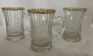Gerippte gehärtete Demitasse Brille (3) mit Goldrand Vintage SAGC - Dubai (?) - Bild 1 von 7