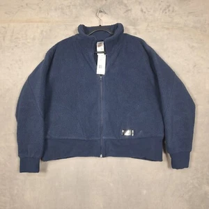 Adidas Sherpa Fleece Holidayz Jacket womens 2XL navy blue cropped NWT - Picture 1 of 9