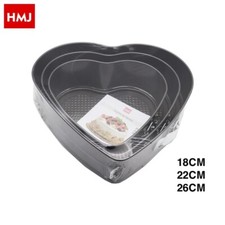 Set 3 Teglie Tortiere Antiaderenti Cuore Torte Forno Stampo 18/22/26cm hmj