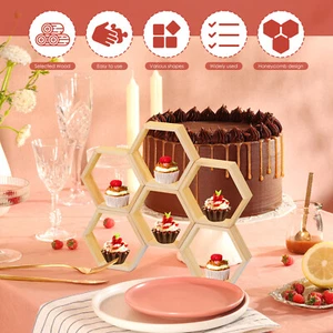 Cake Farmhouses Hexagon Display Cute Hexagonal Wood Cupcake Stand for CoXxC - Picture 1 of 11
