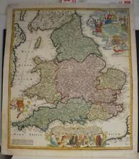 ENGLAND & WALES 1720 JOHANN BAPTIST HOMANN ANTIQUE ORIGINAL COPPER ENGRAVED MAP