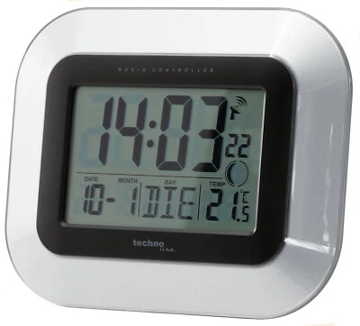 Technoline, WS 8005 Funk-Wanduhr, silber-schwarz, 22,6 x 3 x 18 cm - Bild 1 von 4