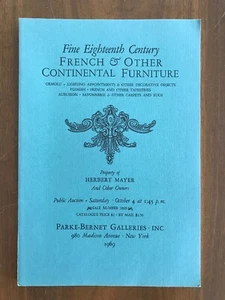 FINE 18TH C FRENCH & CONTINENTAL FURNITURE Oct 1969 Parke Bernet Auction Catalog - Picture 1 of 4