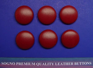 Set of 6 MADE IN USA 23mm (15/16") Oxblood-red leather covered jacket buttons - Picture 1 of 8