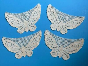 4 Handmade Ecru Crochet Butterfly Embellisments 8" by 4" - Picture 1 of 2