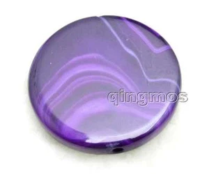 Colgante de piedra de ágata natural redonda púrpura a rayas de 40 mm para mujer lápiz94 - Imagen 1 de 10