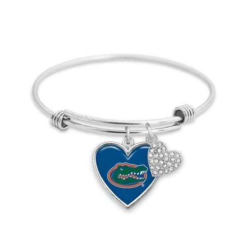 Florida Gators Amara Adjustable Silver Blue Crystal Heart Bracelet Jewelry UF Cover
